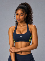 Luxe Halter Sports Bra in Blue – women's halter quick dry sports bra