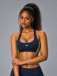 Luxe Halter Sports Bra in Blue – women's halter quick dry sports bra