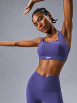 Lara-Wave Sculpt Bra in Lavender – women's square neck open back yoga bra