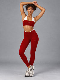 Sculpt Halter Yoga Set in Burgundy – women's halter sports bra & leggings set
