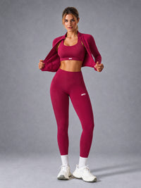 Sculpt Active Set in Red – women's zip jacket workout set