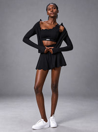 Vera-Fit Skirt Set in Black – women's 3 piece skirt yoga set