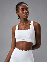 Lara-Wave Sculpt Bra in White – women's square neck open back yoga bra