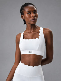 Lara-Wave Sculpt Bra in White – women's square neck open back yoga bra