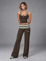 Luxe Stripe Yoga Set in Brown – women's striped yoga set