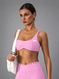Lena-One Strap Bra in Pink – women's one strap sports bra