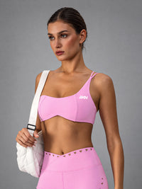 Lena-One Strap Bra in Pink – women's one strap sports bra