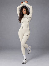 Lina-Zip Contour Set in White – women's leggings & running bra set