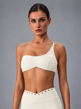 Lena-One Strap Bra in Ivory – women's one strap sports bra