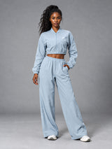 Luxe Zip Tracksuit Set in Sky Blue – women's zip up tracksuit set