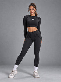 Mila-Contour Line Set in Black – women's seamless scrunch leggings set