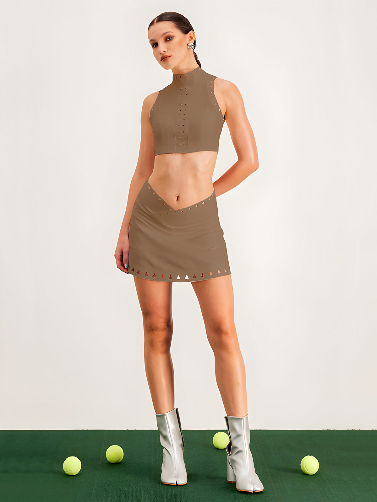 Elise-Cutout Skirt Set