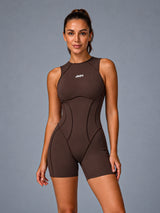 Romi-Body Curve Suit in Brown – women's padded bodycon jumpsuit