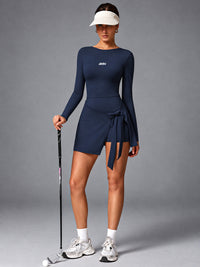 Mira-Tie Sport Suit in Blue – women's v back gym jumpsuit