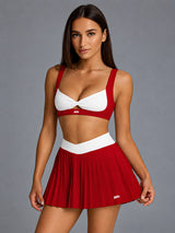 Lyra-Tennis Set in Red – women's tennis skirt tracksuit set