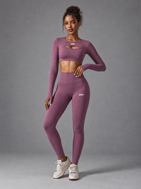 Kaia-Sculpt Set in Purple – women's seamless long sleeve yoga set