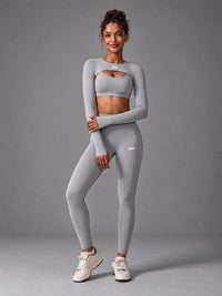 Kaia-Sculpt Set in Gray – women's seamless long sleeve yoga set